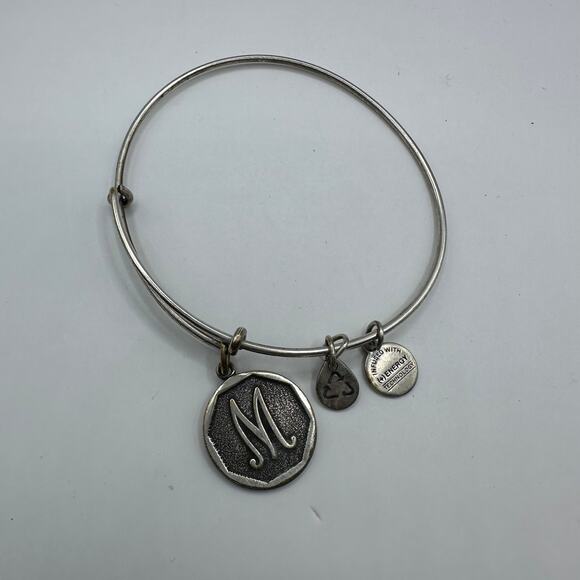 Alex and Ani bracelet M Initial Silver costume jewelry Expandable Adjustable - Picture 2 of 5
